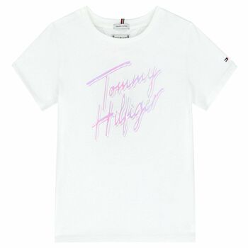 Girls White Holographic Logo T-Shirt