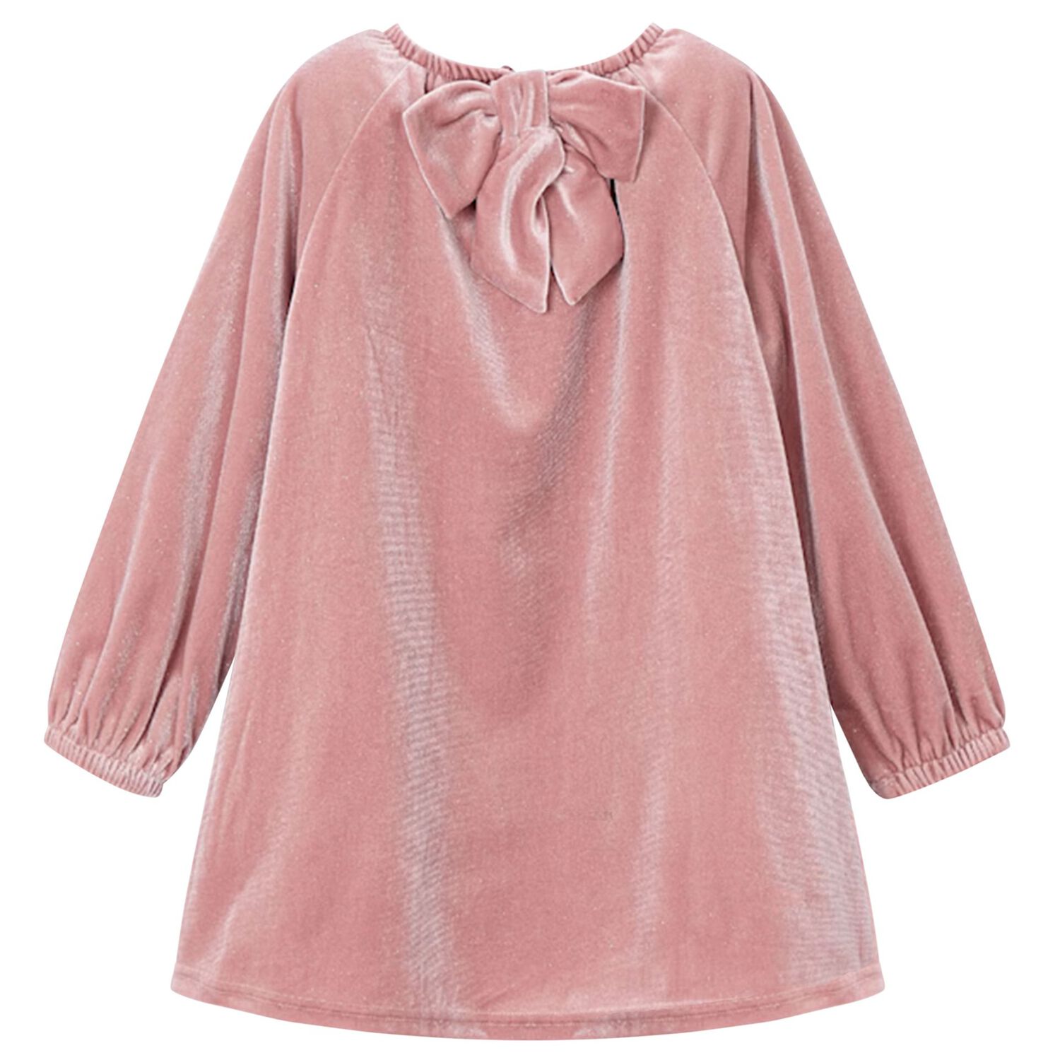 Girls Pink Sparkly Velour Dress, 2, hi-res