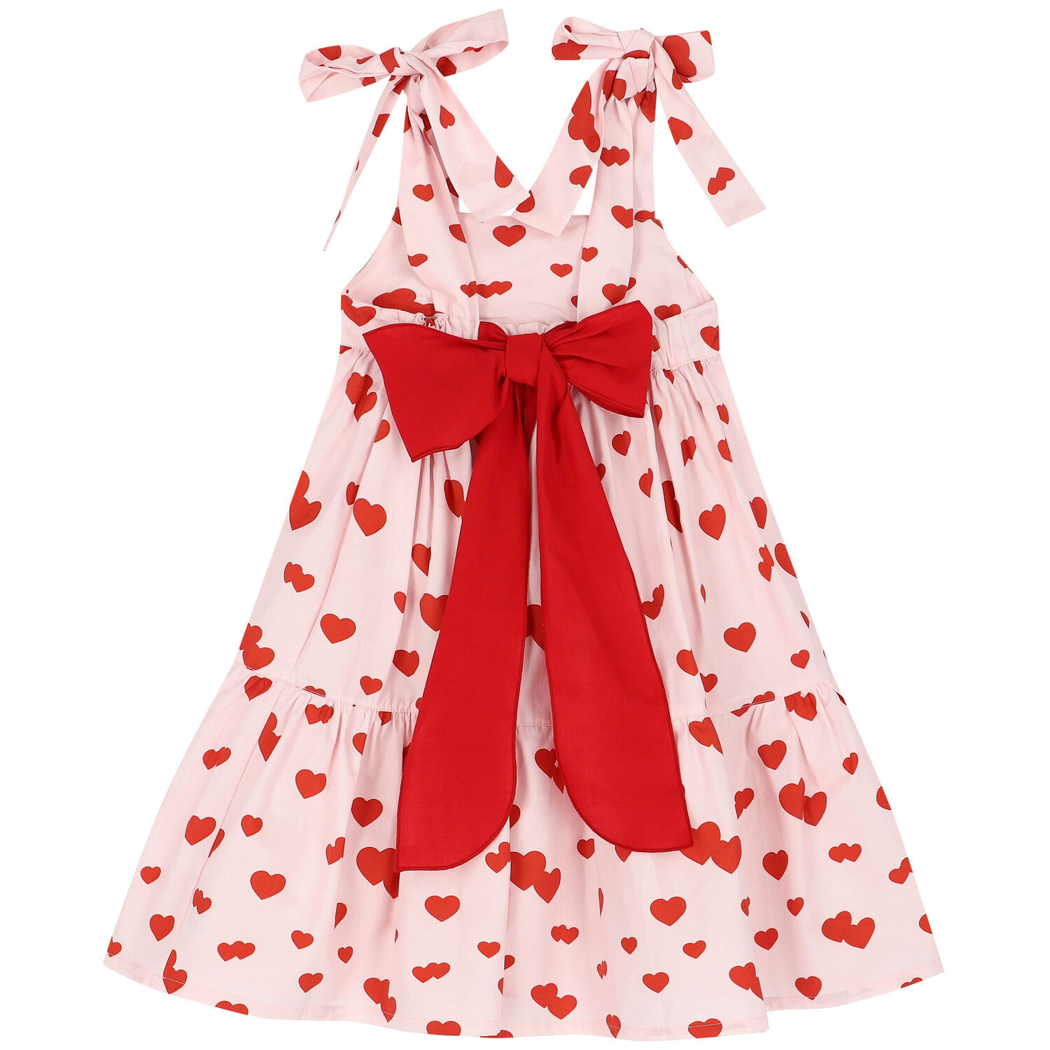 Girls Pink & Red Hearts Dress, 1, hi-res