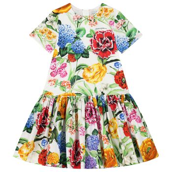 Girls Ivory Floral Dress