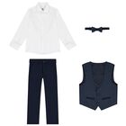 Boys Navy & White Suit Set, 1, hi-res