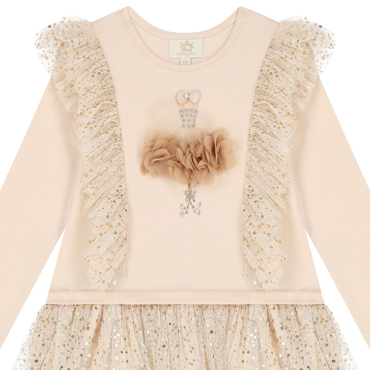 Girls Ivory Ruffle Tulle Dress, 1, hi-res