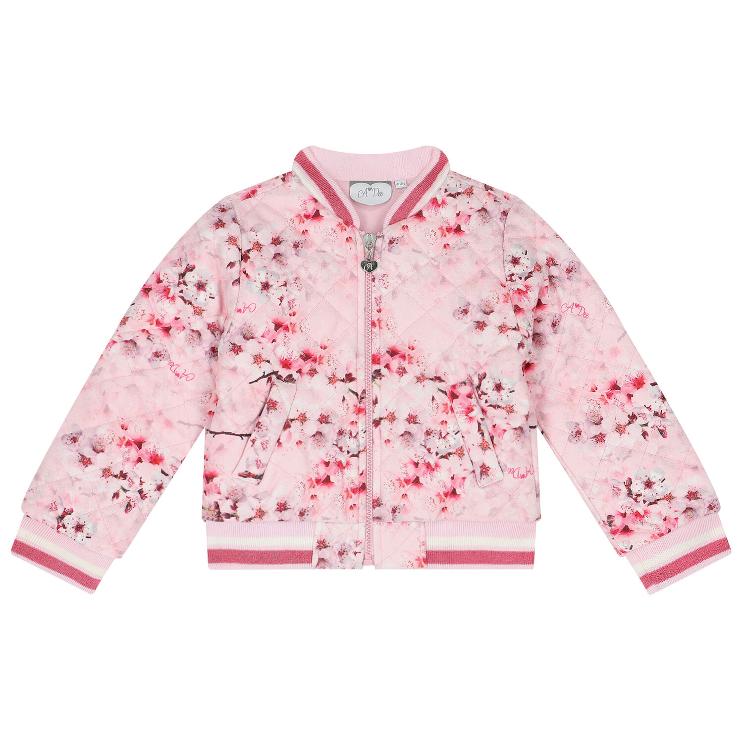 Girls Pink Floral Jacket, 1, hi-res