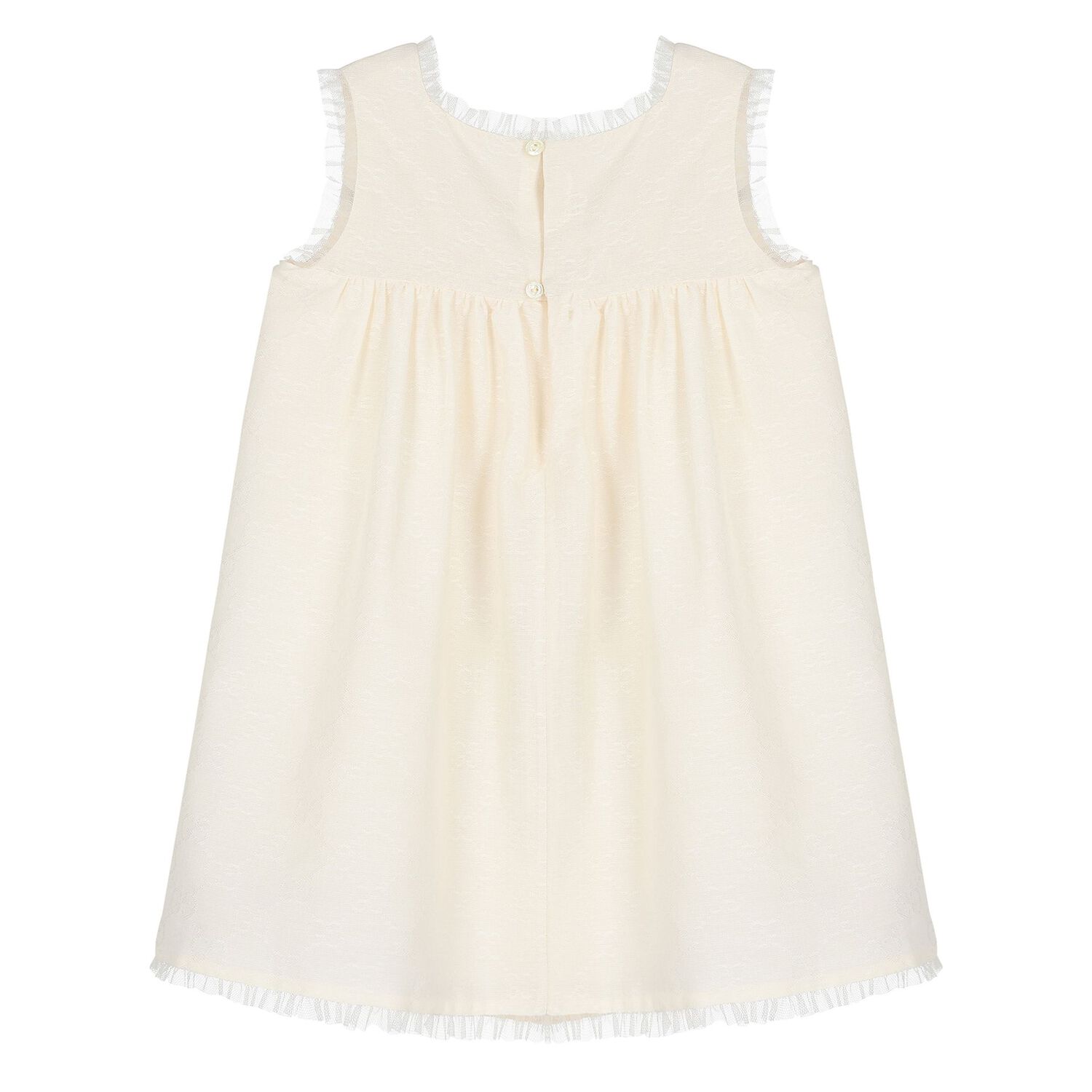 Younger Girls Beige Web Striped Dress, 1, hi-res