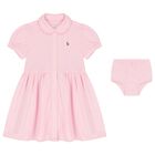 Baby Girls Pink Logo Polo Dress Set, 1, hi-res