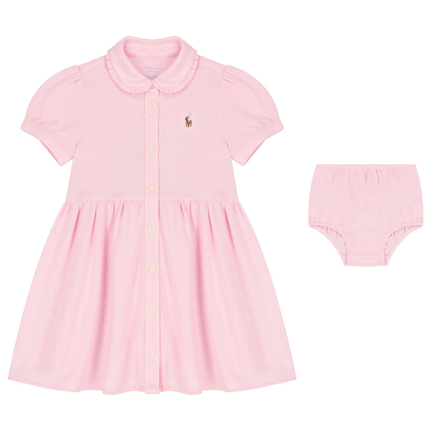 Baby Girls Pink Logo Polo Dress Set, 1, hi-res