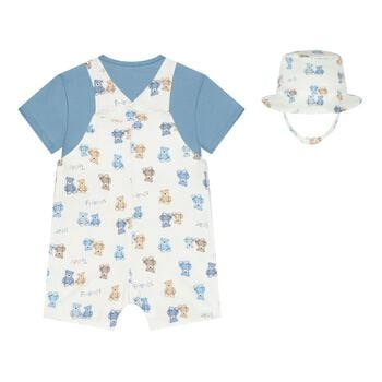 Baby Boys Blue & White Dungaree Set