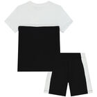 Boys Black & White Logo Shorts Set, 1, hi-res