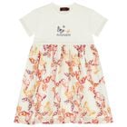 Girls Ivory & Pink Butterflies Logo Dress, 2, hi-res