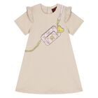 Younger Girls Beige Logo Bag Dress, 2, hi-res