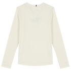 Girls Ivory Logo Long Sleeve Top, 1, hi-res