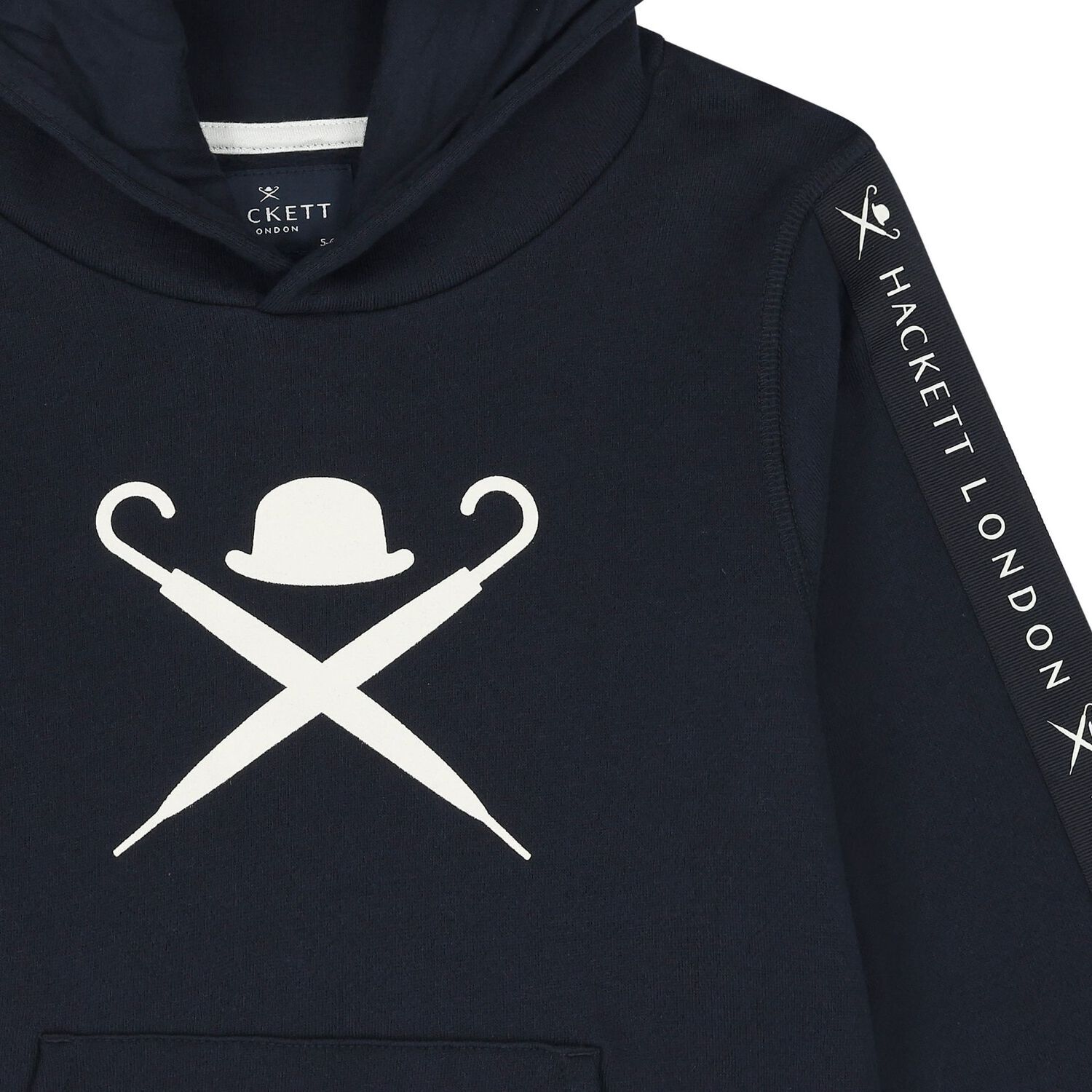 Boys Navy Blue Logo Hooded Top, 1, hi-res image number null