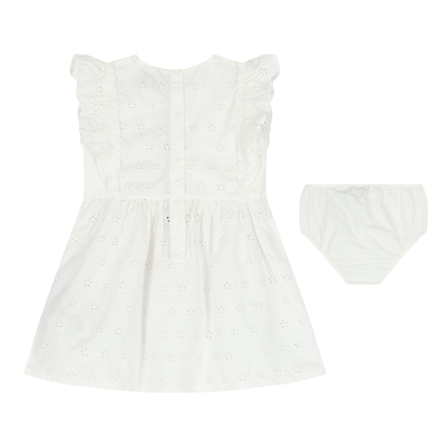 Baby Girls White  Broderie Anglaise Dress Set, 1, hi-res