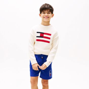 Boys Blue Varsity Logo Jersey Shorts