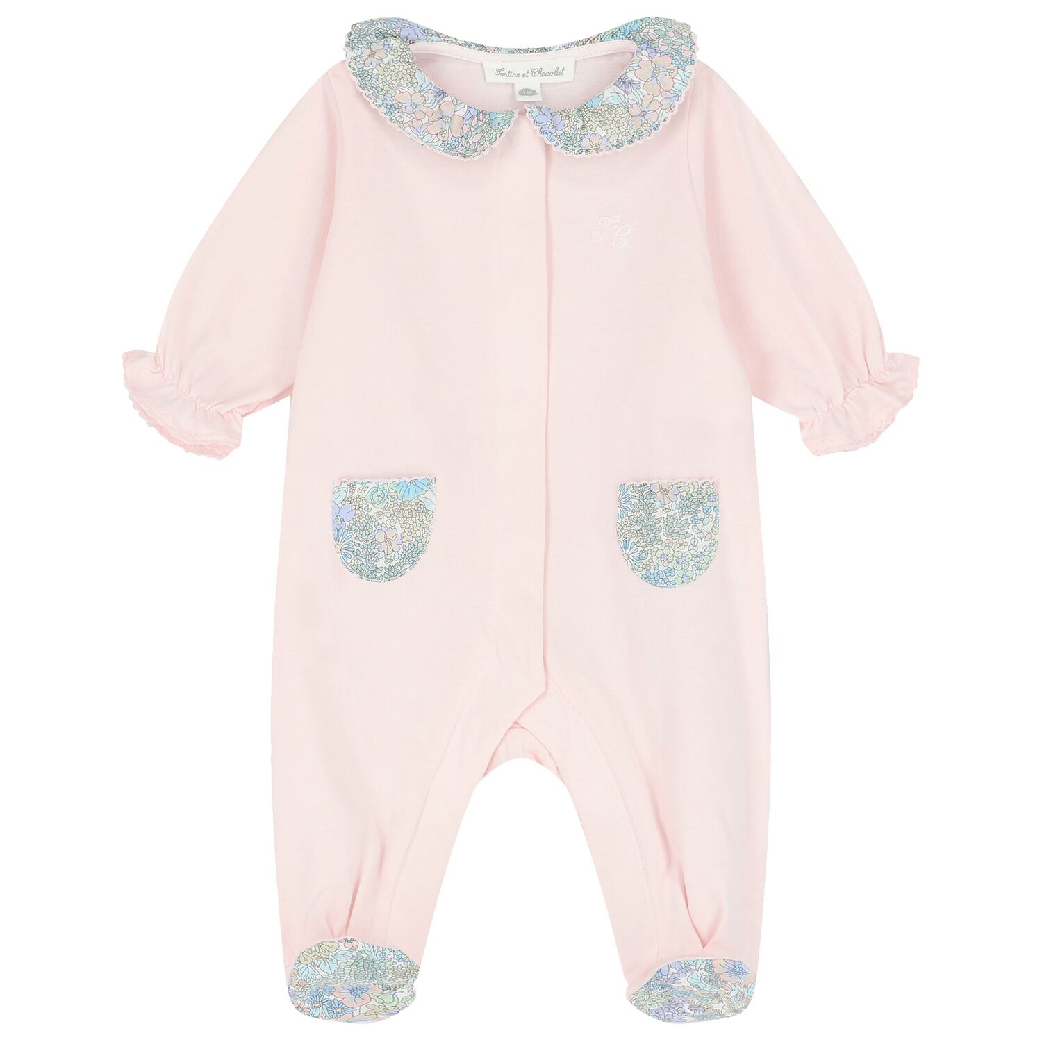 Baby Girls Pink & Blue Liberty Babygrow, 3, hi-res
