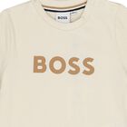 Younger Boys Beige Logo T-Shirt, 1, hi-res