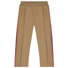 Boys Beige Logo Joggers, 1, hi-res