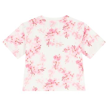 Girls White Logo Floral T-Shirt