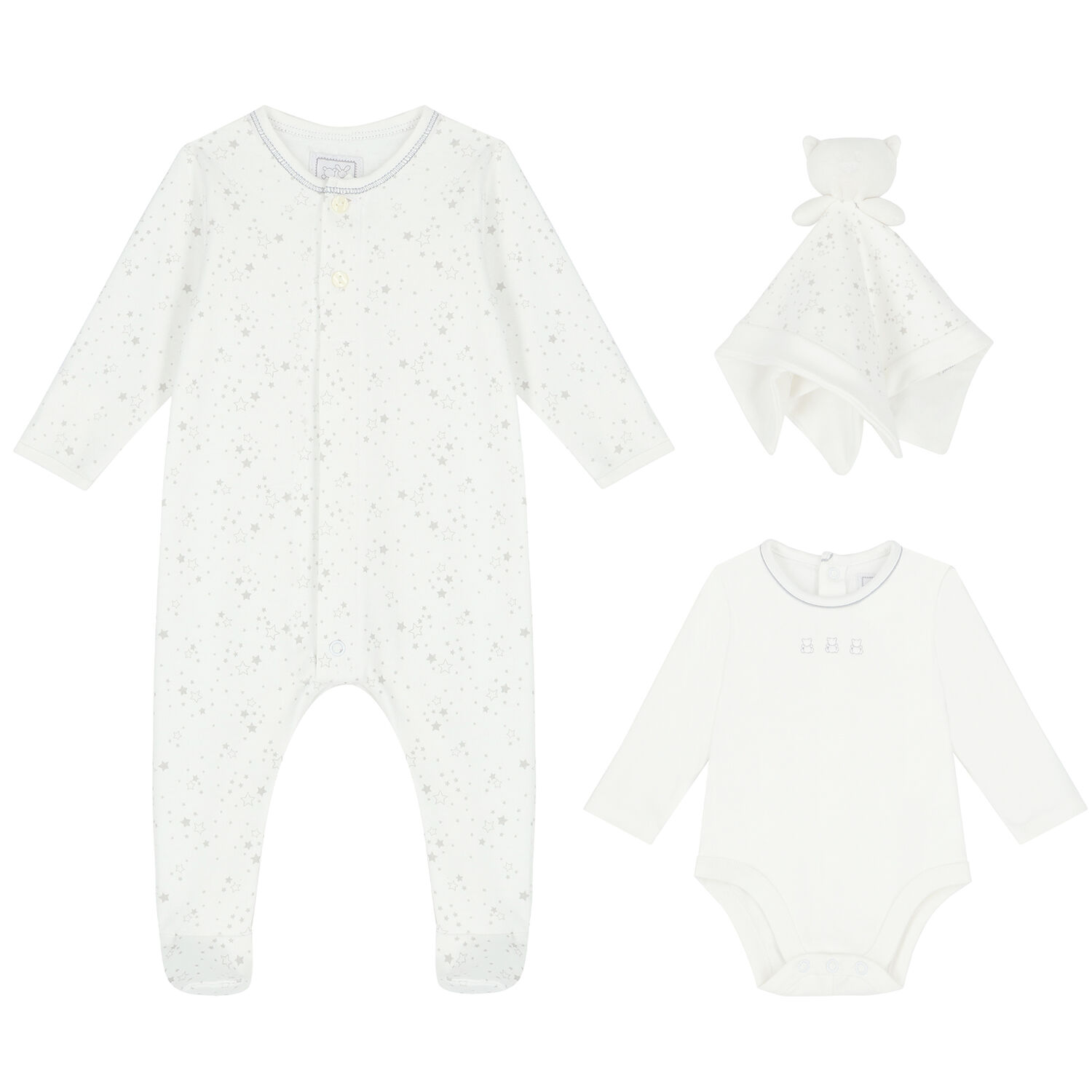 White Babygrow, Bodysuit & Toy Gift Set, 1, hi-res