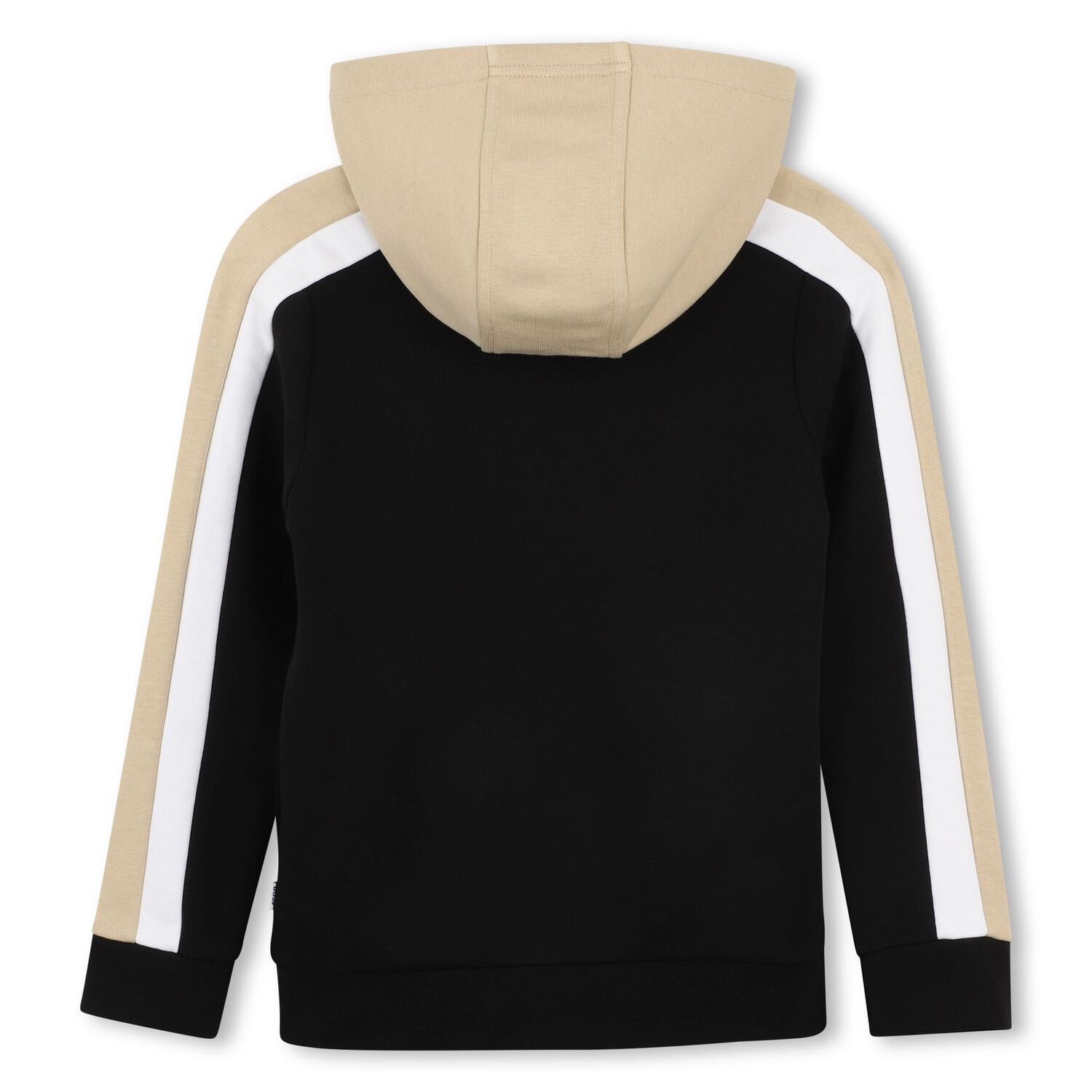 Boys Black Logo Hooded Zip Up Top, 1, hi-res