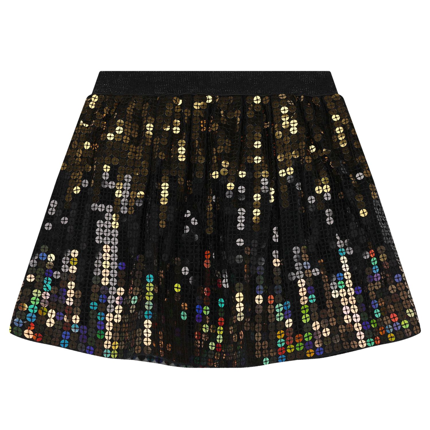 Girls Black Tulle & Gold Sequins Skirt, 1, hi-res