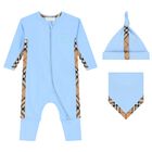 Baby Boys Blue & Beige Romper Gift Set, 2, hi-res