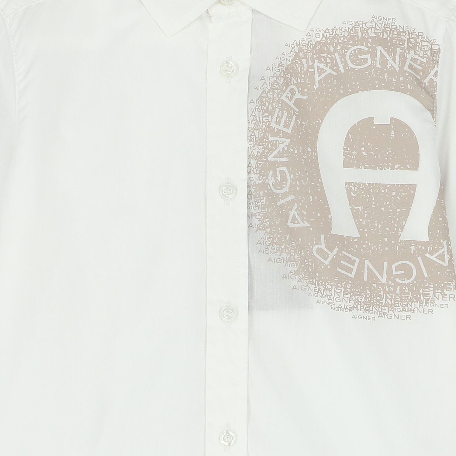 Boys White & Beige Logo Shirt, 1, hi-res