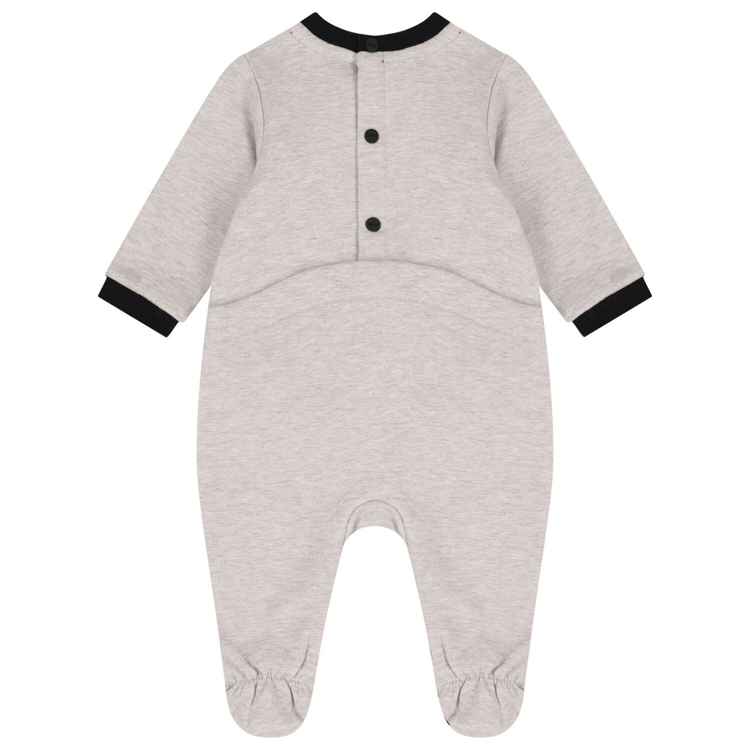 Baby Boys Grey & Black Logo Babygrow Set, 1, hi-res