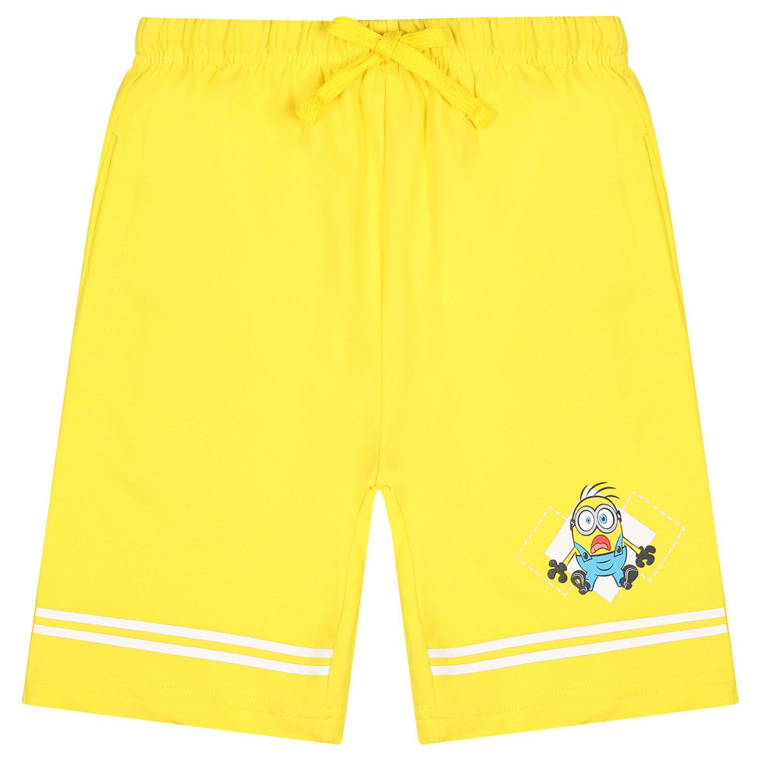 Boys White & Yellow Minions Shorts Set, 1, hi-res