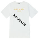 Girls White Logo Dress, 2, hi-res