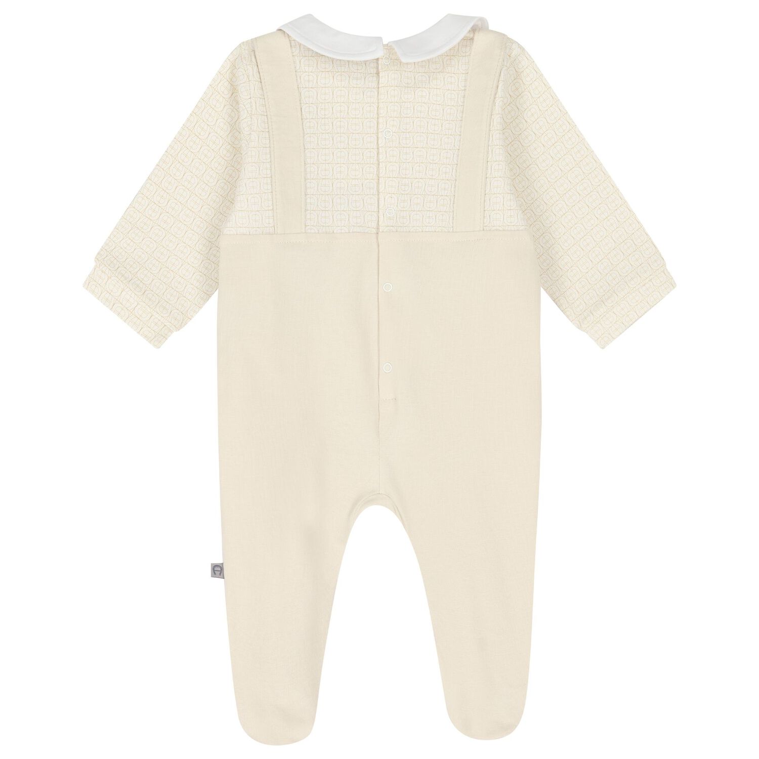 Beige & Gold Logo Babygrow, 1, hi-res