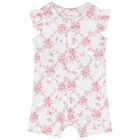 Baby Girls White & Pink Floral & Butterflies Romper, 1, hi-res