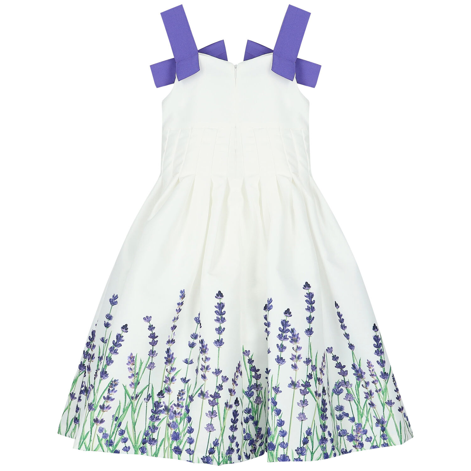 Girls White & Purple Lavender Dress, 1, hi-res