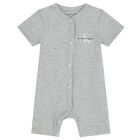 Baby Boys Beige Logo Romper, 2, hi-res