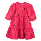 Girls Pink Flower Tiered Dress, 1, hi-res