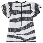 Girls Black & Ivory Zebra Sequin Dress, 1, hi-res