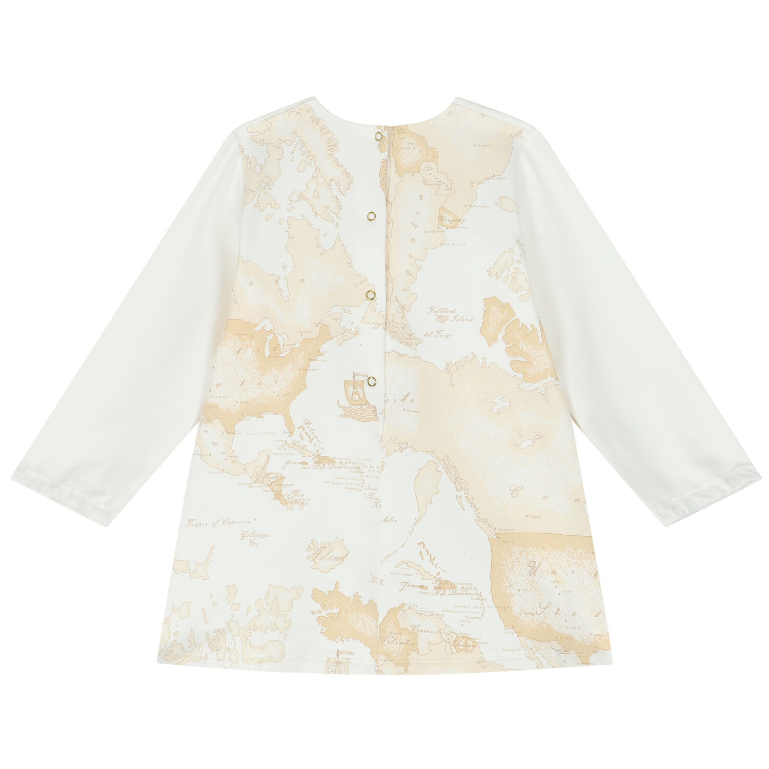 Baby Girls Ivory & Beige Geo Map Dress Set, 1, hi-res