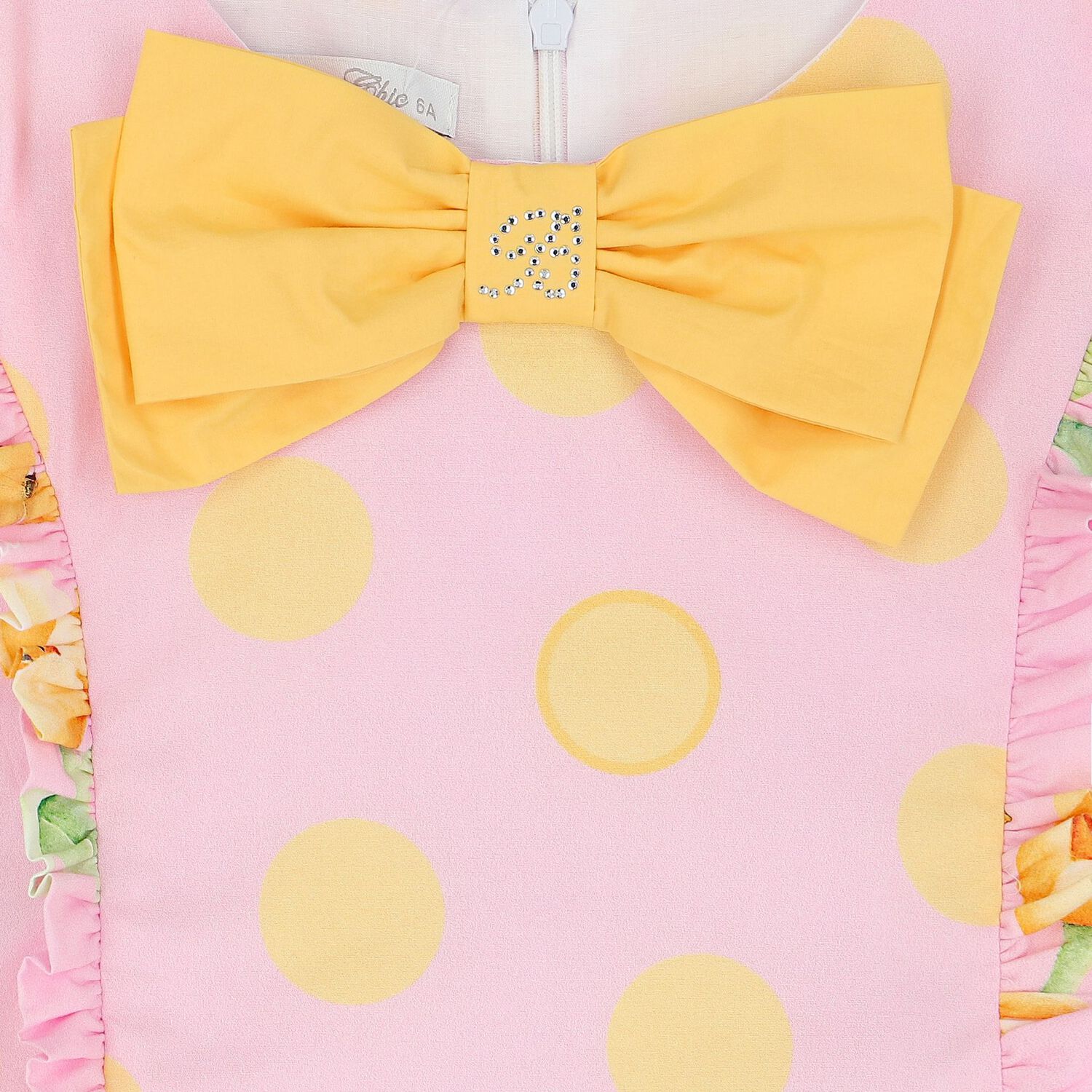 Girls Pink & Yellow Ruffled Dress, 1, hi-res image number null