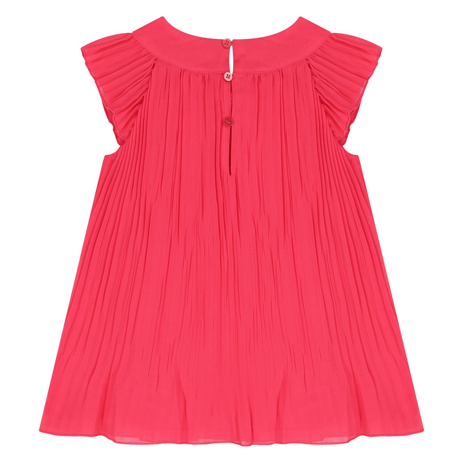 Younger Girls Pink Pleated Chiffon Dress, 1, hi-res