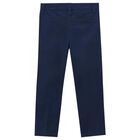 Boys Navy Blue Chino Trousers, 3, hi-res