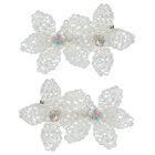 Girls White Embellished Flowers Hair Clips ( 2-Pack ), 1, hi-res