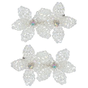 Girls White Embellished Flowers Hair Clips ( 2-Pack )