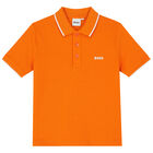 Boys Orange Logo Polo Shirt, 3, hi-res