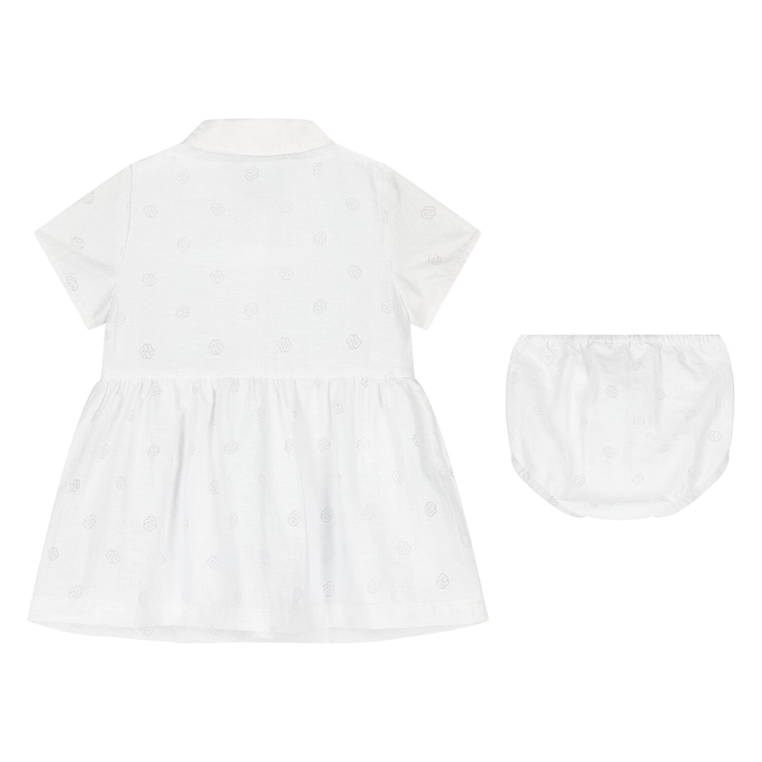 Baby Girls White Logo Dress Set, 1, hi-res