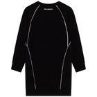 Girls Black Logo Sweatshirt Dress, 2, hi-res