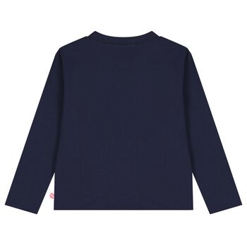 Girls Navy Blue Sequin Planet Long Sleeve Top
