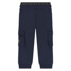 Younger Boys Navy Blue Logo Joggers, 2, hi-res