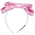 Girls Pink & White Bow Headband, 1, hi-res