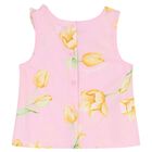 Girls Pink Ruffled Floral Short Set, 1, hi-res