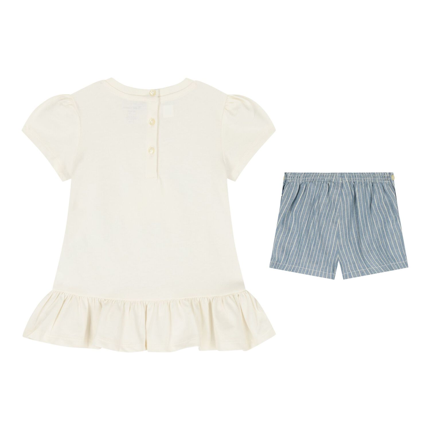 Baby Girls Ivory & Blue Teddy Bear Shorts Set, 1, hi-res